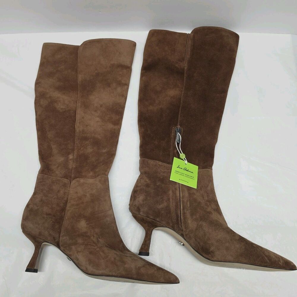Sam Edelman Taylin Knee High Boots Kitten Heel Brown Suede Womens 9 New